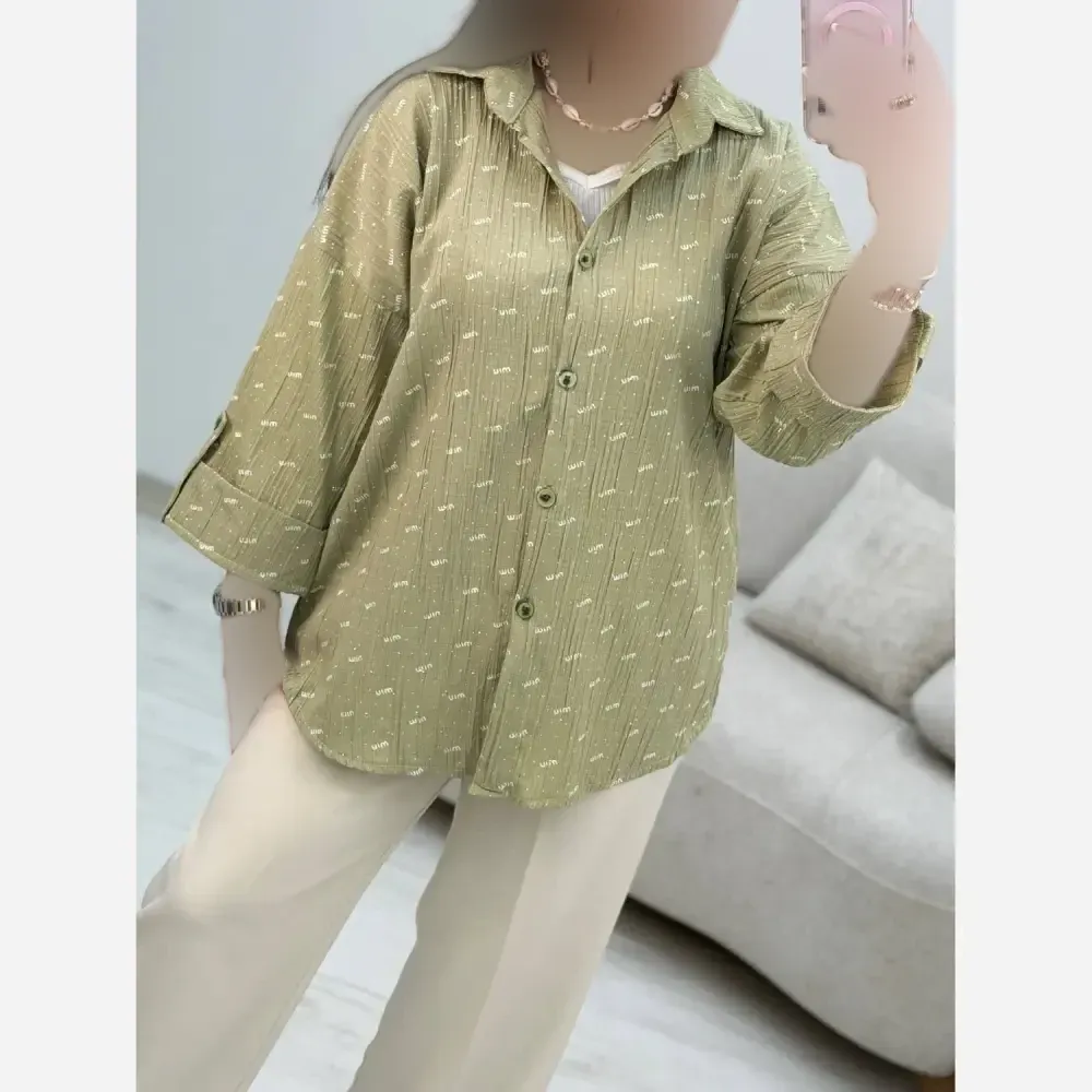 شومیز زنانه مدل miu miu جنس ایوا کاملس نگین دار فری سایز 38 تا 46