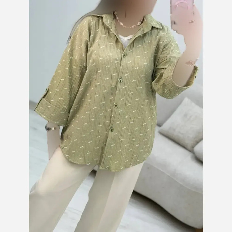 شومیز زنانه مدل miu miu جنس ایوا کاملس نگین دار فری سایز 38 تا 46