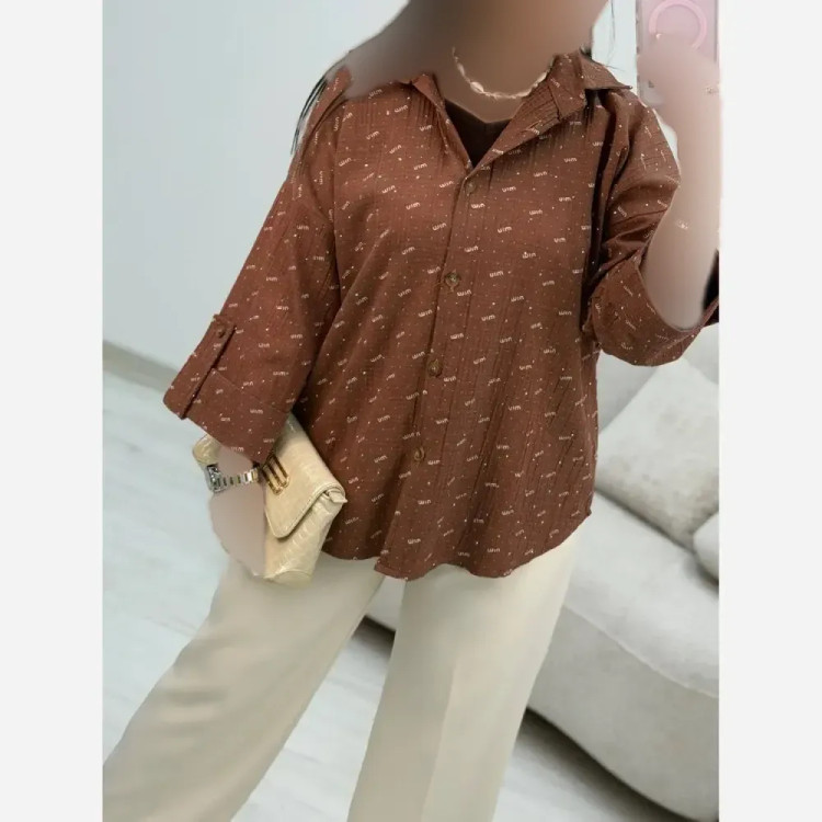 شومیز زنانه مدل miu miu جنس ایوا کاملس نگین دار فری سایز 38 تا 46