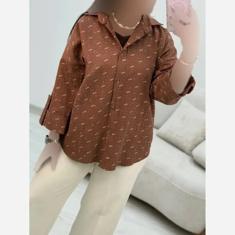 شومیز زنانه مدل miu miu جنس ایوا کاملس نگین دار فری سایز 38 تا 46