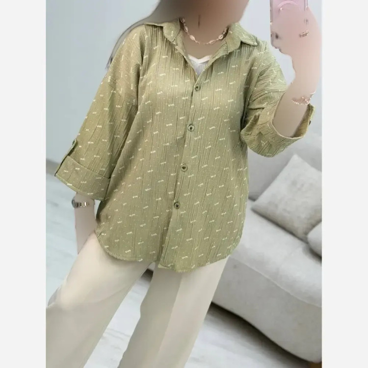 شومیز زنانه مدل miu miu جنس ایوا کاملس نگین دار فری سایز 38 تا 46