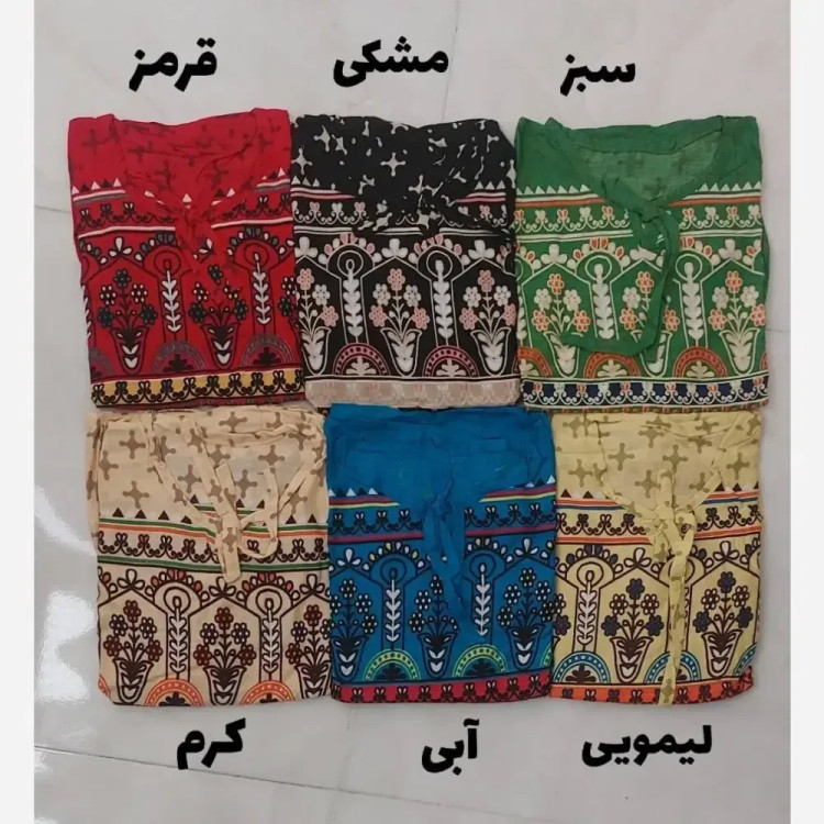 پیراهن نخی زنانه مدل آیدا حاشیه دار فری سایز