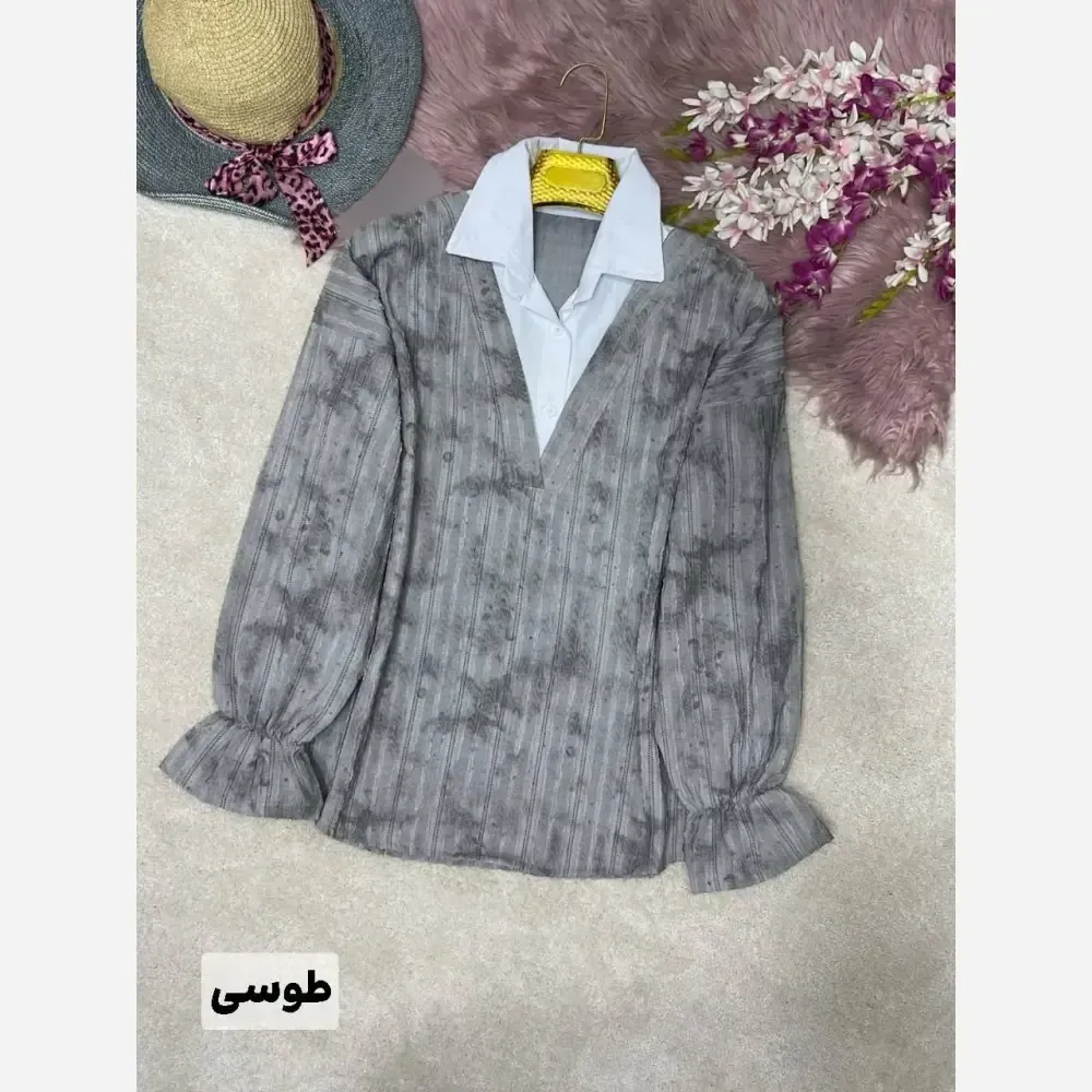 شومیز زنانه مدل پری ماهی جنس شانتون فری سایز 38 تا 46