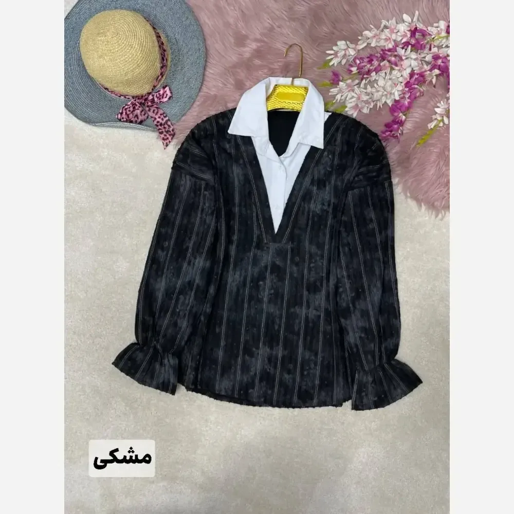شومیز زنانه مدل پری ماهی جنس شانتون فری سایز 38 تا 46