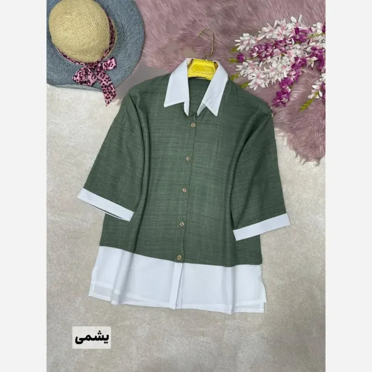 شومیز زنانه مدل فریبا جنس شانتون سایز فری 38 تا 46