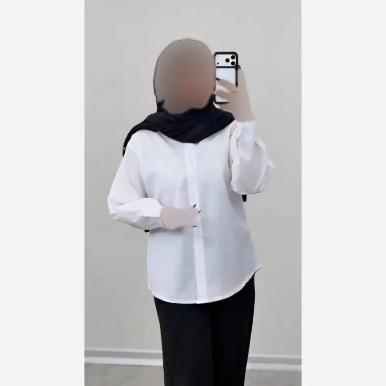 شومیز زنانه سفید ساده تترون خنک فری سایز 36 تا 48