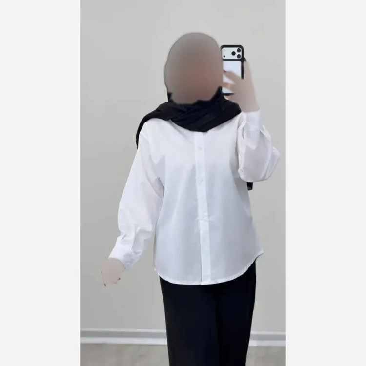 شومیز زنانه سفید ساده تترون خنک فری سایز 36 تا 48