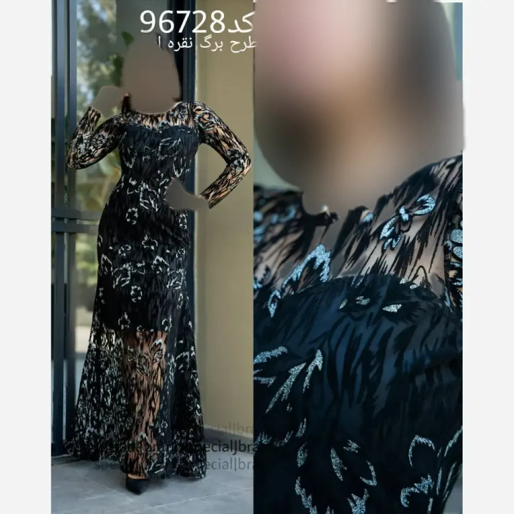 پیراهن ماکسی مجلسی زنانه مدل هیلدا جنس فلوک شاین سایز 38 تا 44
