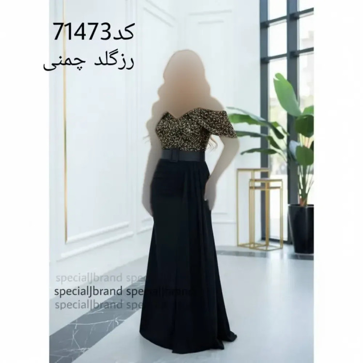پیراهن ماکسی مجلسی زنانه مدل یازگل جنس کرپ غواصی و پولک مخمل قد 160