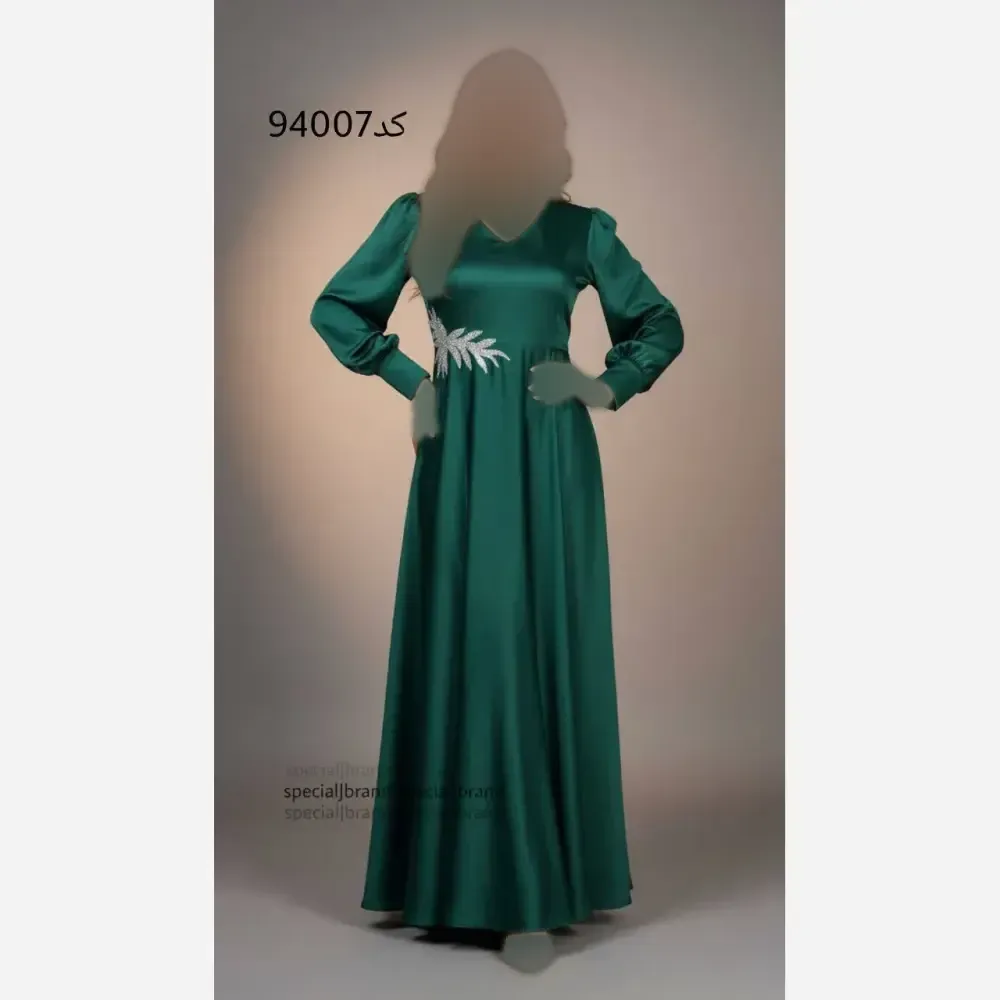 پیراهن ماکسی مجلسی زنانه مدل حدیث پولکی جنس ساتن کش قد 160