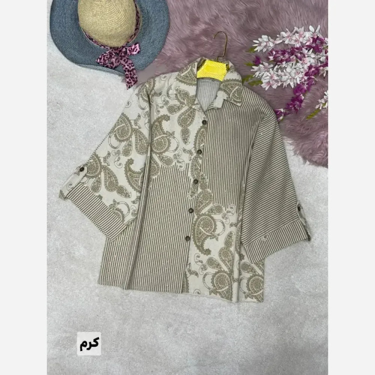 شومیز لنین طرح بته جقه زنانه فری سایز 38 تا 46