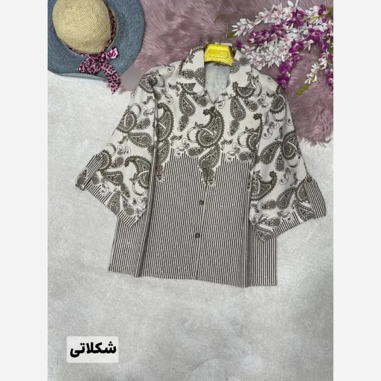شومیز لنین طرح بته جقه زنانه فری سایز 38 تا 46