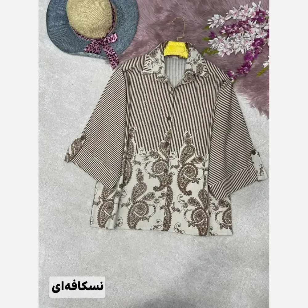 شومیز لنین طرح بته جقه زنانه فری سایز 38 تا 46