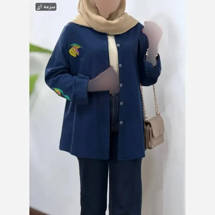 مانتو الیاف لینن گلدوزی شده مدل باکو فری سایز 36 تا 48