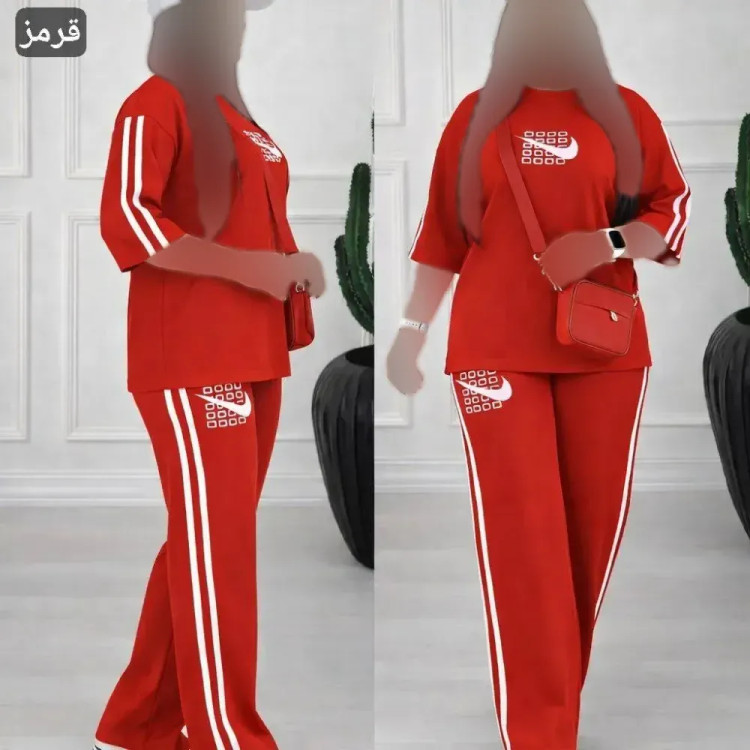 ست تیشرت و شلوار زنانه طرح نایک جنس سوپر پنبه لاکرا فری سایز 36 تا 48