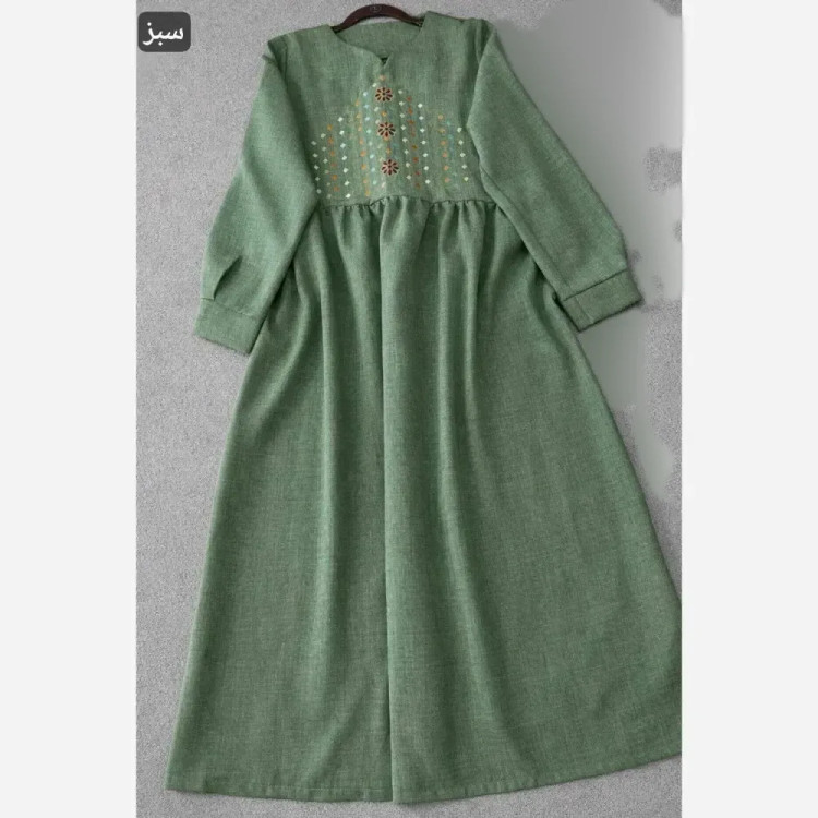 پیراهن زنانه شانتون نخ گلدوزی شده مدل نسیم فری سایز 36 تا 46