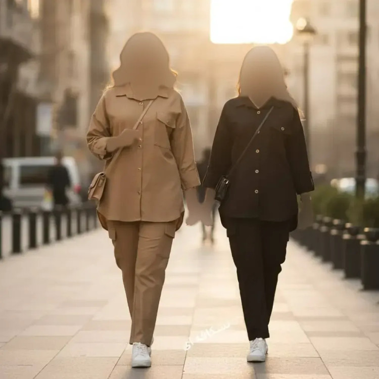 ست مانتو شلوار اسپرت کتان کش زنانه مدل 201 فری سایز (38-46)