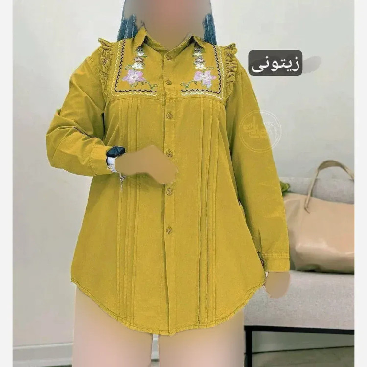 مانتو الیاف لینن گلدوزی شده مدل ارکیده فری سایز 36 تا 46