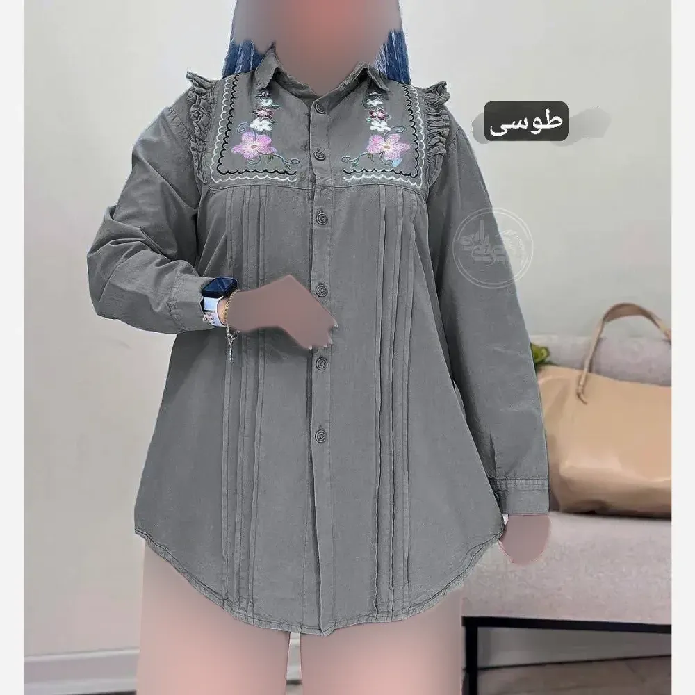 مانتو الیاف لینن گلدوزی شده مدل ارکیده فری سایز 36 تا 46