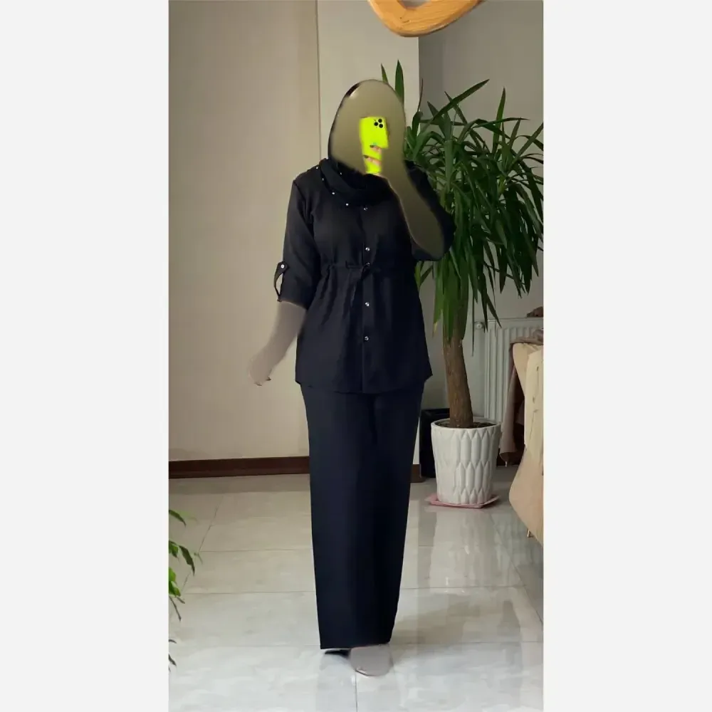 ست شومیز و شلوار زنانه جنس شانتون درجه یک سایز 38 تا 46