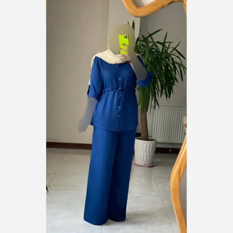 ست شومیز و شلوار زنانه جنس شانتون درجه یک سایز 38 تا 46