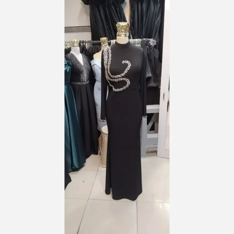 پیراهن مجلسی زنانه مدل گیلدا جنس مخمل و کرپ دالقیچ قد 150