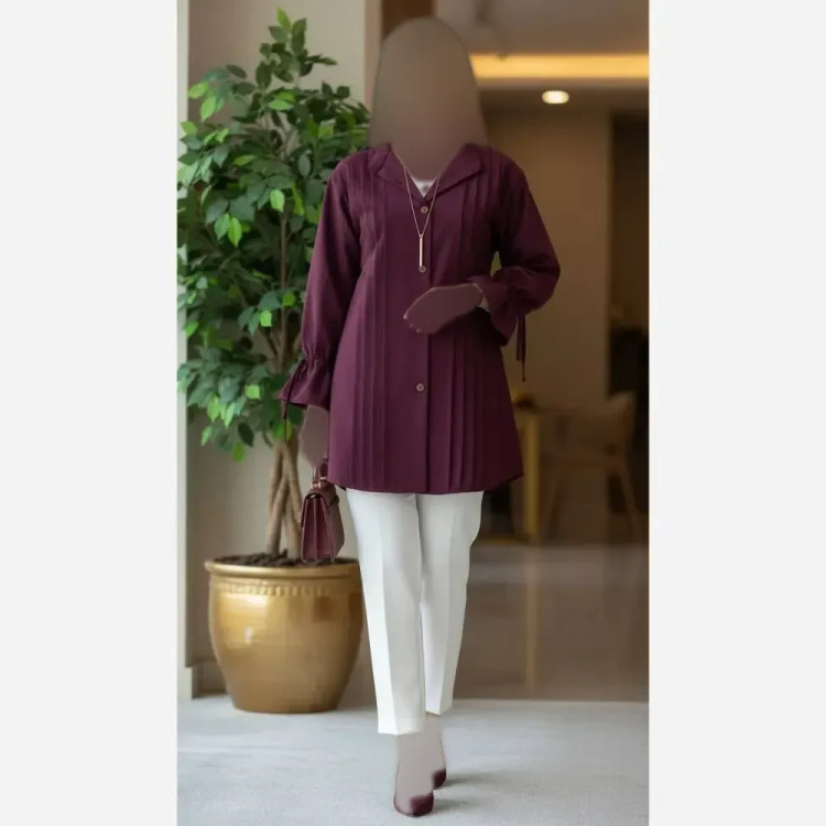 مانتو داکرون اعلا آستین شیپوری بنددار چهار پیله زنانه و دخترانه
