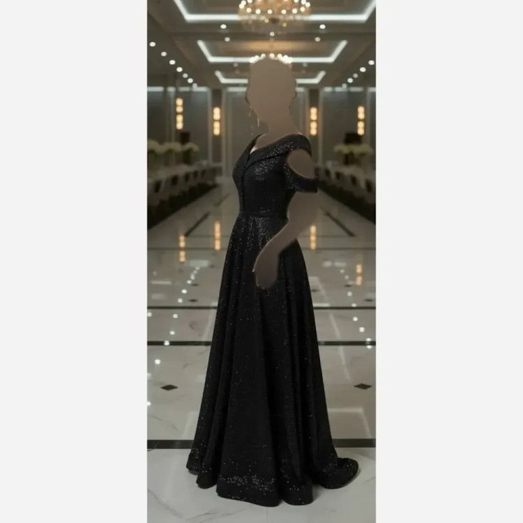 پیراهن مجلسی زنانه مدل روژین جنس لمه بیسکویتی قد 160 آسترکشی شده