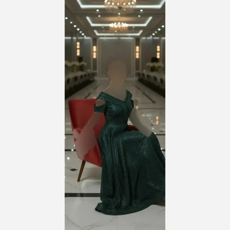 پیراهن مجلسی زنانه مدل روژین جنس لمه بیسکویتی قد 160 آسترکشی شده