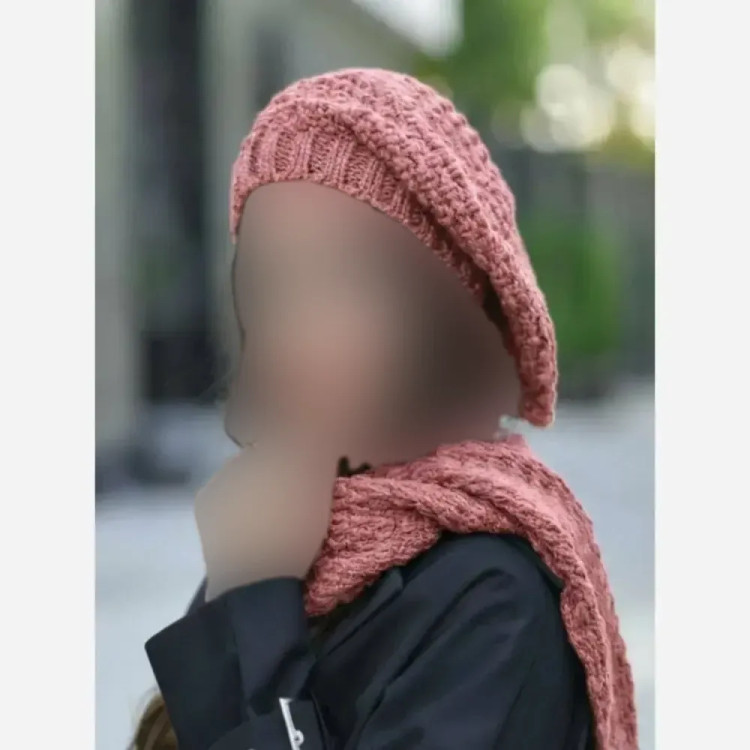 ست شال و کلاه بافت زنانه مدل آرکان رنگ کالباسی