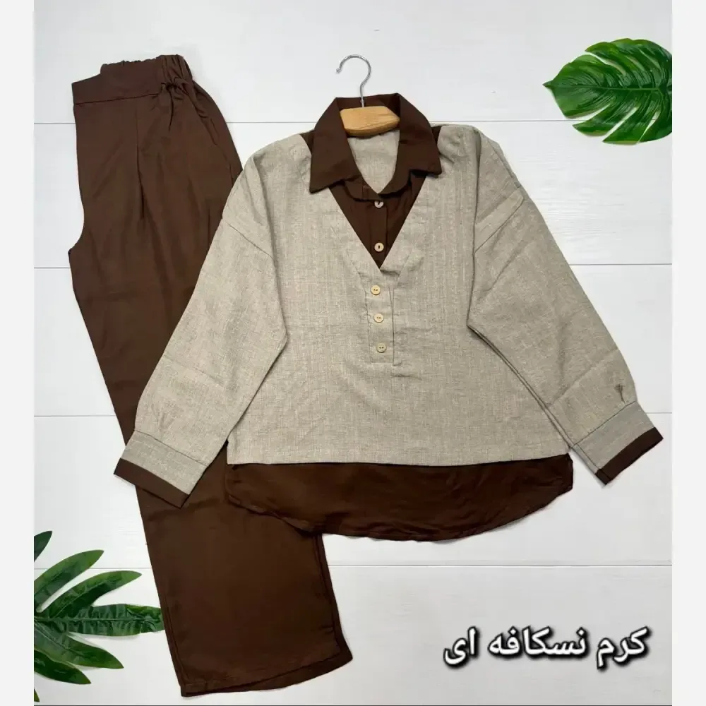 ست شومیز و شلوار زنانه مدل ملکه جنس شانتون فری سایز 38 تا 46