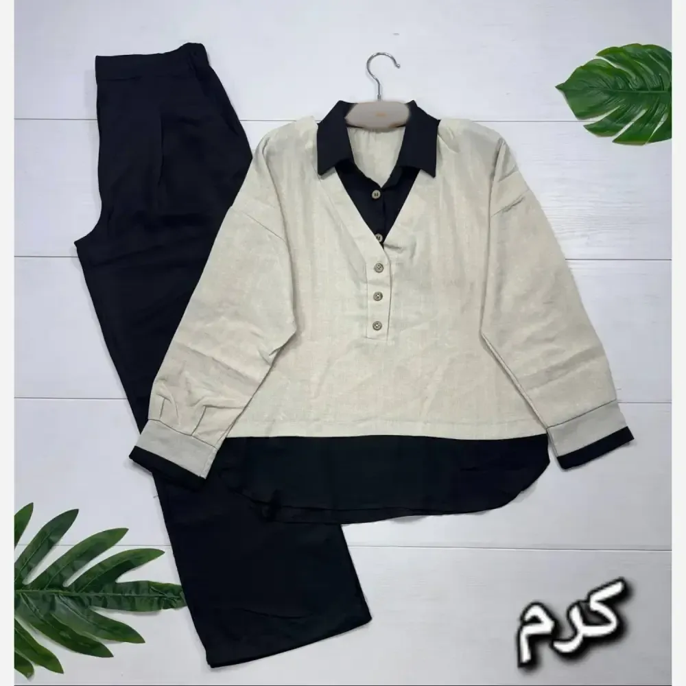 ست شومیز و شلوار زنانه مدل ملکه جنس شانتون فری سایز 38 تا 46