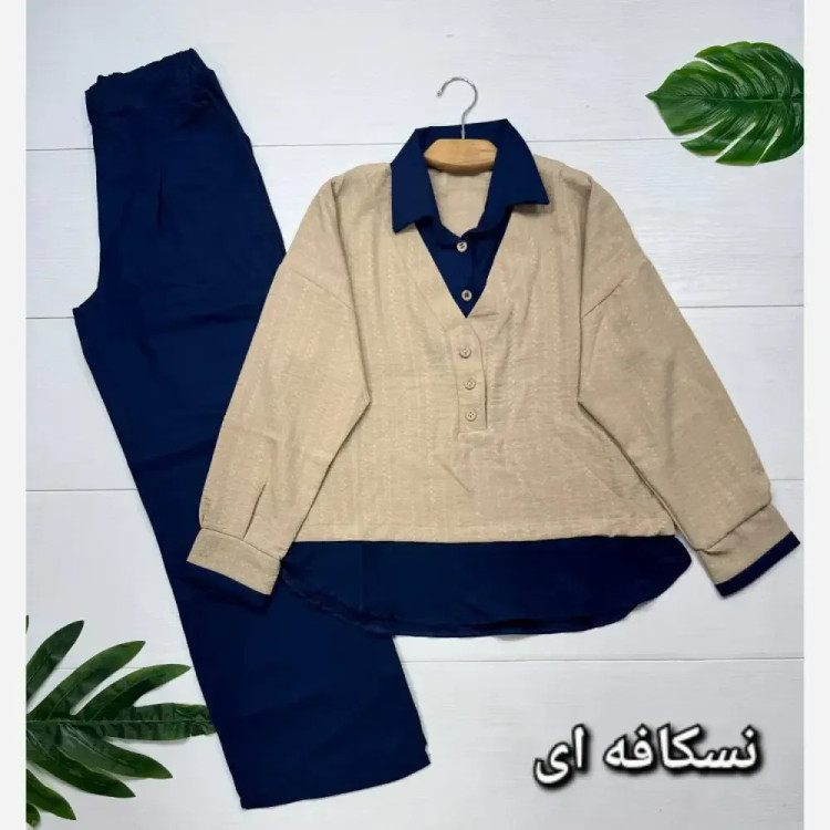 ست شومیز و شلوار زنانه مدل ملکه جنس شانتون فری سایز 38 تا 46