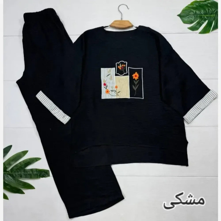 ست تونیک و شلوار زنانه مدل میشکا جنس شانتون فری سایز 38 تا 46