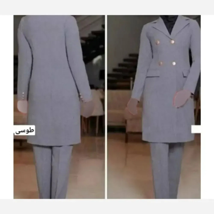 مانتو شلوار اداری یقه انگلیسی جنس مکانیک پرشیا در رنگبندی متنوع