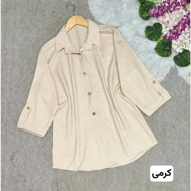 شومیز زنانه مجلسی شانتون دیپلمات نگینکاری شده فری سایز 36 تا 46