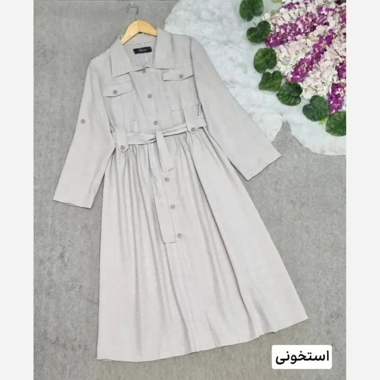 مانتو بلند شانتون جلو دکمه دار کمربنددار در 6 رنگ متنوع سایز 38 تا 48