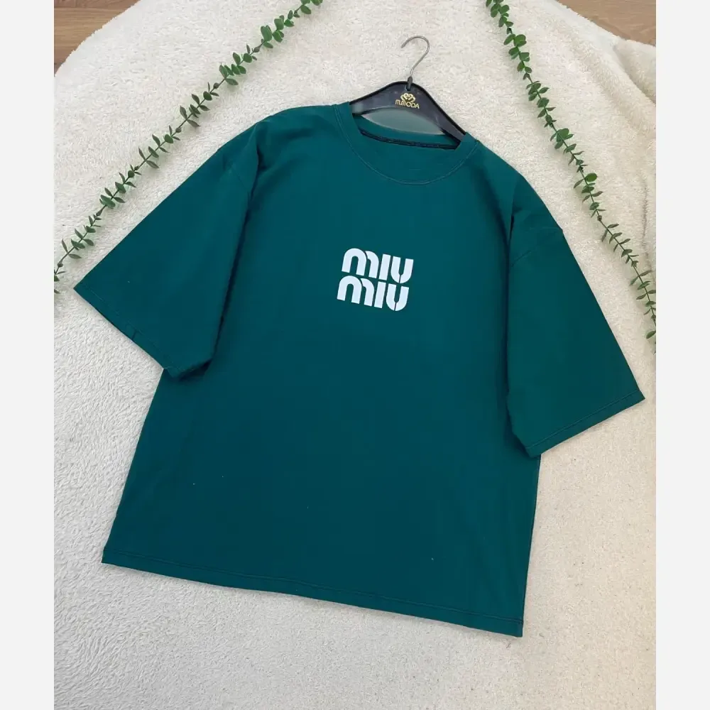 تیشرت باکسی زنانه طرح MIU MIU جنس سوپر پنبه فری سایز