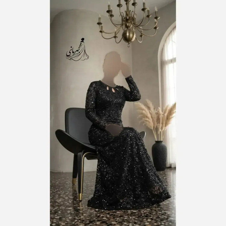 پیراهن مجلسی زنانه مدل تارا دانتل برتلی سنگدوزی شده کاپدار قد 155 سایز 40 تا 50