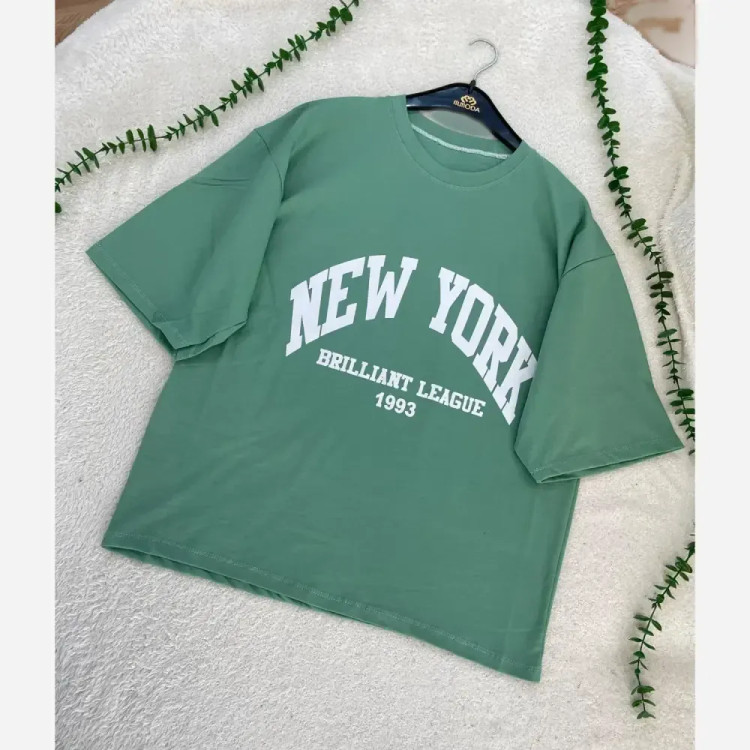 تیشرت باکسی زنانه طرح NEW YORK جنس سوپر پنبه فری سایز