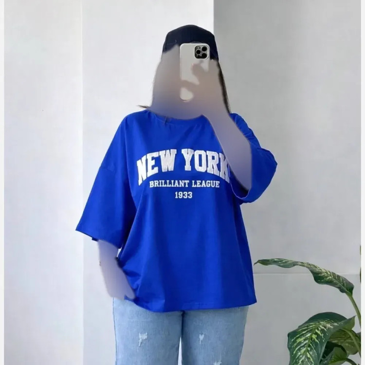 تیشرت باکسی زنانه طرح NEW YORK 1993 جنس سوپر پنبه فری سایز