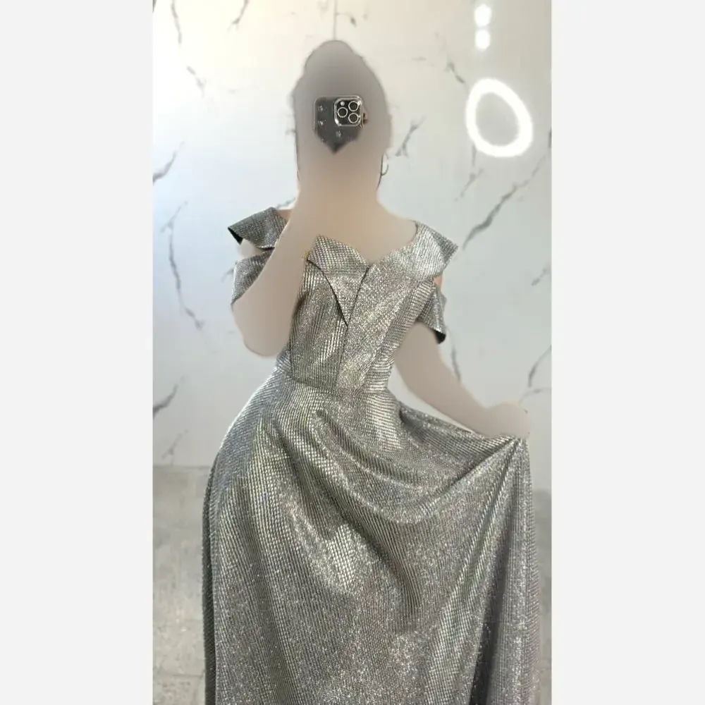 پیراهن زنانه مدل روژین جنس لمه بیسکوئیتی قد 160