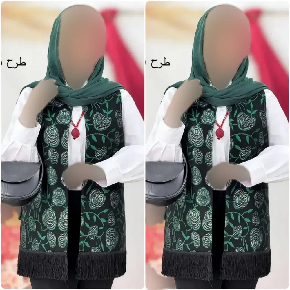 شومیز زنانه مدل ناردون جنس تافته و پرشین طرح گل سبز سایز فری 38 تا 46