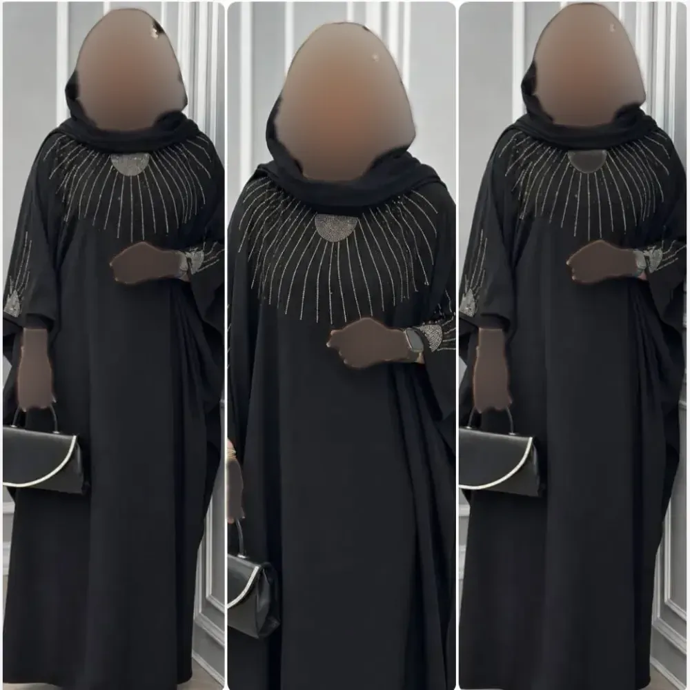 عبا زنانه مدل برگین جنس الیزه درجه یک رنگ مشکی فری سایز
