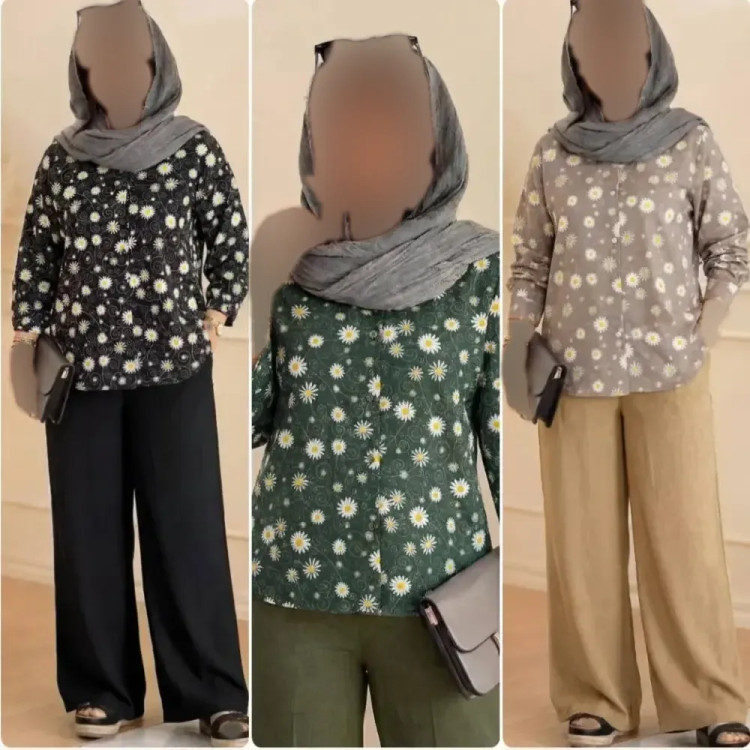 ست شومیز و شلوار زنانه مدل ژاکلین جنس بوگاتی و شانتون سایز 38 تا 46