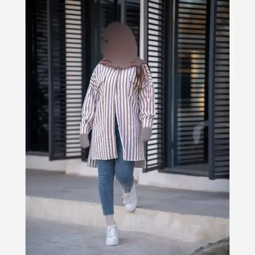 مانتو زنانه کراش راه راه سایز بزرگ مناسب سایز 36 تا 52