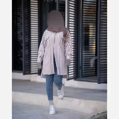 مانتو زنانه کراش راه راه سایز بزرگ مناسب سایز 36 تا 52