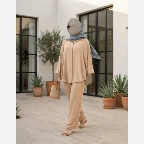مانتو شلوار ست ابروبادی زنانه مدل ساتین کد 4802 سایز بزرگ تا 56
