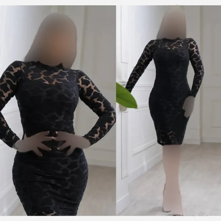 پیراهن زنانه هوردیس مشکی جنس مخمل سنگی قد 120 سایز 50