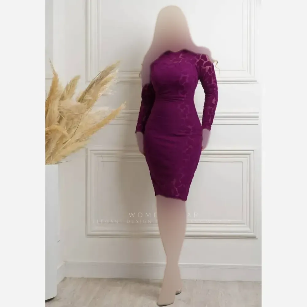 پیراهن زنانه مدل هوردیس بنفش جنس مخمل سنگی قد 120 سایز 42 تا 50